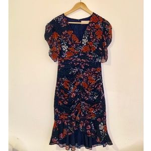 Floral Flare Fit Mini Dress w/ Puffy Sleeves